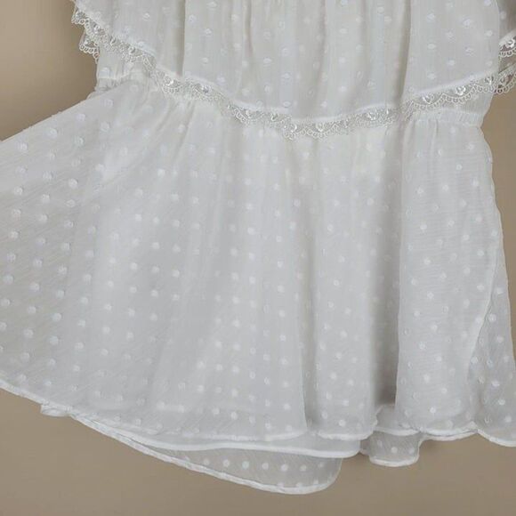 Torrid Size 1X Swiss Dot Off-Shoulder Top Lace Short Sleeve Blouse White - Picture 7 of 11